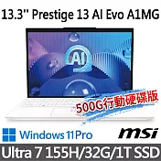 msi微星 Prestige 13 AI Evo A1MG-210TW 13.3吋商務筆電(Ultra 7 155H/32G/1T SSD/W11P/2 年保)