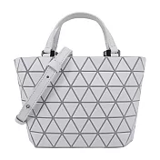 ISSEY MIYAKE 三宅一生 BAOBAO CRYSTAL MATTE啞光斜背手提兩用包 淺灰色