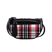 BURBERRY  Tartan Olympia 經典格紋帆布翻蓋斜背包 黑色