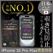 iPhone 16 Pro Max  防窺保護貼  滿版黑邊 日規旭硝子玻璃保護貼 (防窺)【INGENI徹底防禦】