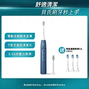 【Philips飛利浦】Sonicare舒適潔淨音波震動/電動牙刷(HX5191/02)+送護齦刷頭3入 星雲藍