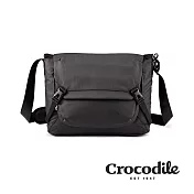 【Crocodile】鱷魚皮件 翻蓋郵差包 尼龍斜揹包 可放A4檔案-X-Lite 5.0系列-0104-11104-黑藍兩色 黑色