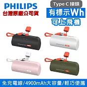 PHILIPS 飛利浦 4900mAh 口袋行動電源 Type-C款 DLP2550 軍綠