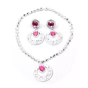 公主裝飾 生日 派對 項鍊 耳環 飾品 髮飾 明星同款 粉圓形項鍊耳環