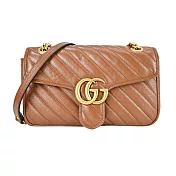GUCCI GG Marmont 牛皮縫線手提/肩揹包 咖