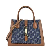 GUCCI Jackie 1961系列 GG Supreme帆布中號手提/肩背包 單寧藍