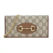 GUCCI 1955 Horsebit馬銜釦鏈帶手拿/斜背包 卡其棕