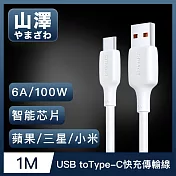 山澤 USB to Type-C 6A 100W蘋果/三星/小米超速充電傳輸線 1M