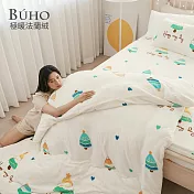 【BUHO】《全包套組合》極柔暖法蘭絨單人床包+枕套+兩用被套(毯)+暖暖被四件套組 《聖讚夜息》