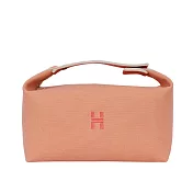 HERMES H Logo 帆布大款手提便當包_展示品  (粉色)