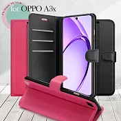 Dapad for OPPO A3x 4G 百搭時代多卡式夾層皮套 玫紅色