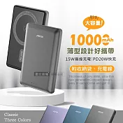 ASPOR 金屬質感 極薄型磁吸行動電源 10000mAh Magsafe/PD快充 附收納袋 莫藍色