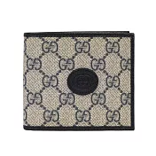 GUCCI Interlocking G Logo 對開8卡短夾 (米色/黑藍色)