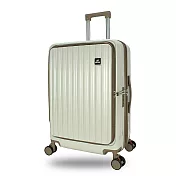 DF travel -Captain(里昂)前開式內崁式密碼鎖可加大避震飛機輪29吋行李箱-多色可選 菱格白