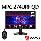 【滑鼠組】msi微星 MPG 274URF QD 27吋 電競螢幕(27/3840x2160/16:9/160Hz)