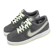 Nike 休閒鞋 Dunk Low BG 大童 女鞋 灰 螢光綠 皮革 經典 夜光 HQ3569-068