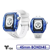 【送品牌精美提袋】Y24 Apple Watch 45mm BONDI45 藍色/白色 尼龍防水錶殼/矽膠錶帶