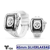 【送品牌精美提袋】Y24 Apple Watch 45mm SILVERLAKE45 透明/銀色 尼龍防水錶殼/矽膠錶帶