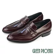 【GREEN PHOENIX】男 紳士鞋 商務鞋 便士樂福鞋 全真皮 小牛皮 臺灣製 US6 深咖