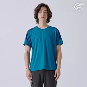 ADISI 男緹花洞洞圓領排汗抑菌消臭上衣 AL2411060 (M-2XL)｜透氣 吸濕排汗 快乾 輕量 彈性 排汗衣 M 比斯開綠/藏青