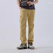 ADISI 男Supplex格紋速乾長褲 AP2411043 (M-3XL)｜彈性 吸濕排汗 快乾 透氣 耐磨 抗撕裂 M 黃卡其