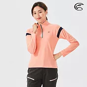 ADISI 女半門襟涼感智能纖維速乾長袖上衣AL2111139 (S-2XL) / 吸濕排汗 快乾 單向導濕 涼感 排汗衣 S 琥珀橘