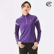 ADISI 女半門襟涼感智慧纖維速乾長袖上衣AL2111139 (S-2XL) / 吸濕排汗 快乾 單向導濕 涼感 排汗衣 S 蘭花紫