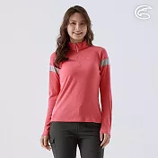 ADISI 女半門襟涼感智能纖維速乾長袖上衣AL2111139 (S-2XL) / 吸濕排汗 快乾 單向導濕 涼感 排汗衣 S 豆沙粉/雙色中灰