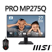 【滑鼠組】msi微星 PRO MP275Q 27吋 螢幕(27/2560x1440/16:9/100Hz/喇叭)