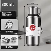 CS22 簡約時尚旅行登山多色保溫杯800ml 鋼本色