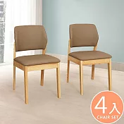 Homelike 喜家居貓抓皮靠背餐椅-4入組(原木色)(2433)