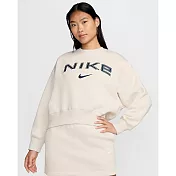 NIKE AS W NSW PHNX FLC OOS LOGO CRE 女長袖上衣-FV7675104 XS 白色