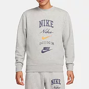 NIKE AS M NK CLUB BB CREW STACK GX 男長袖上衣-灰-FN2611063 2XL 灰色