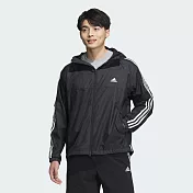 ADIDAS ES+ 3S WV JKT 男風衣外套-JF3912 L 黑色