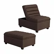 IDEA-亞麻布折疊隱藏收納方凳/沙發椅/2色可選(運費另計) 棕色