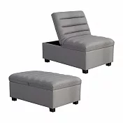 IDEA-亞麻布折疊隱藏收納方凳/沙發椅/2色可選-3入組(運費另計) 灰色