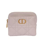 DIOR Caro Lavender 牛皮拉鍊吐司卡包/零錢包/短夾_展示品  (日本限定粉)