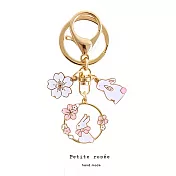 【Petite rosee】櫻花系列奢華金屬包包鑰匙圈配件掛吊飾-櫻花兔子款｜品牌禮盒包裝｜閨蜜生日情人女友老婆母親聖誕交換禮物