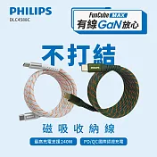 【Philips 飛利浦】Type-C to Type-C PD+QC 不打結磁吸收納編織傳輸充電線150cm (DLC4588CW)