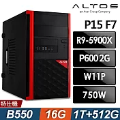 Acer宏碁 Altos P15F7 商用工作站 (R9-5900X/16G/1TB+512G SSD/P600-2G/W11P)