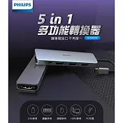 【Philips 飛利浦】 Type-C to Type-A+HDMI PD 5port 集線器 (DLK5529C)