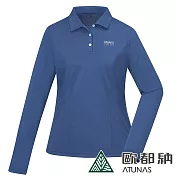 【ATUNAS 歐都納】女款長袖排汗抗菌POLO衫A6PS2424W*- XL 靛藍