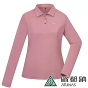 【ATUNAS 歐都納】女款長袖排汗抗菌POLO衫A6PS2424W*- XL 霧粉