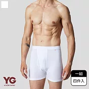 【YG 天鵝內衣】4件組吸濕速乾羅紋平口褲(吸濕排汗-男內褲) M 白色