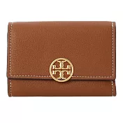 Tory Burch 雙T-LOGO皮革中夾-焦糖