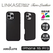 ABSOLUTE LINKASE iPhone 16 Pro 悠遊卡官方認證晶片 穿梭城市悠遊嗶嗶殼_Leather真皮皮革款(多色可選) 午夜黑