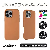ABSOLUTE LINKASE iPhone 16 Pro Max 悠遊卡官方認證晶片 穿梭城市悠遊嗶嗶殼_Leather真皮皮革款(多色可選) 焦糖棕