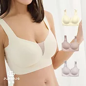 【3件組】深V紗舒眠內衣 睡眠內衣 無鋼圈內衣 M 杏米色/藕膚色/淺紫色