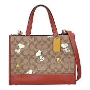 COACH 聯名滿版LOGO拼接皮革兩用包-SNOOPY