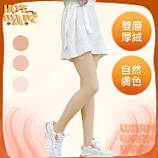 【HotWave】厚絨禦寒舒適三角鈕扣雙層連腳襪/褲襪  自然膚色